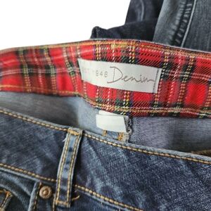 Denim Blue Jeans with Red Plaid Lining